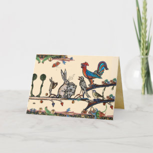 Cartes Pour Fêtes Annuelles LARGE BESTIAIRE MÉDIÉVAL FAIRE DE LA MUSIQUE, Lapi