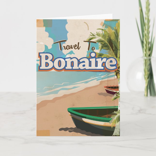Cartes Pour Fêtes Annuelles L'art de l'affiche de voyage de Bonaire. (Devant)