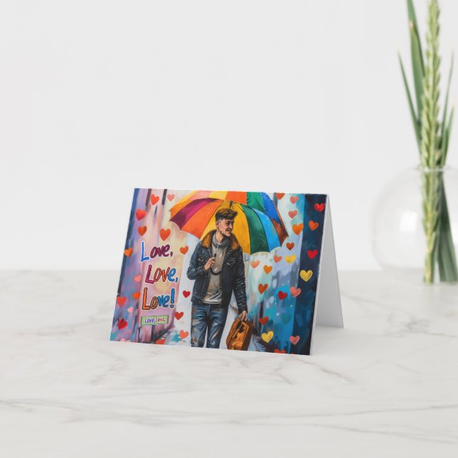 Cartes Pour Fêtes Annuelles L'Art Numérique du Parapluie Arc-en-Ciel (Devant)