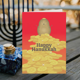 Cartes Pour Fêtes Annuelles Latkes et Gelt Hanoukka Card