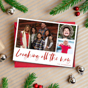 Cartes Pour Fêtes Annuelles Laughing All Way Family Photo Plaid Card