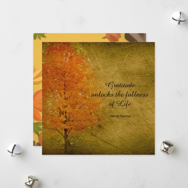 Cartes Pour Fêtes Annuelles L'automne part Thanksgiving Belle Chic Appartement (Devant/Arrière en situation)