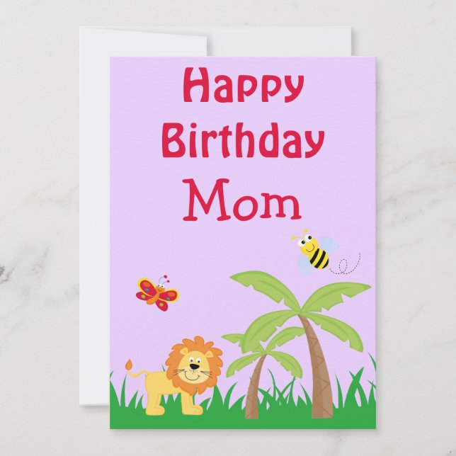 Cartes Pour Fêtes Annuelles Lavande d'anniversaire de maman Safari (Devant)