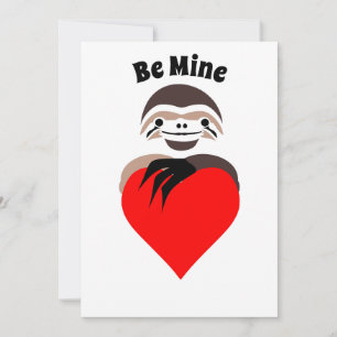 Cartes Pour Fêtes Annuelles Lazy Sloth Accrocher un coeur d'amour rouge
