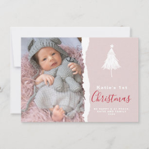 Cartes Pour Fêtes Annuelles Le 1er Noël de bébé tendance Photo Blush