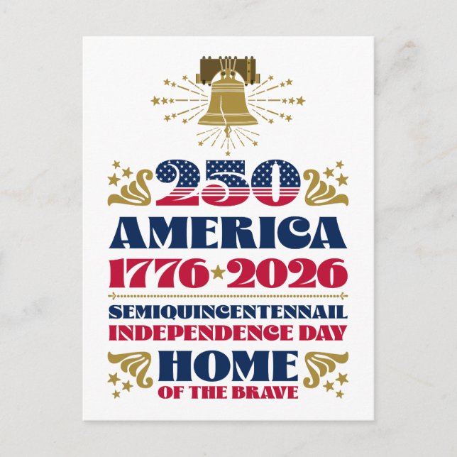 Cartes Pour Fêtes Annuelles Le 250e anniversaire de l'indépendance de l'Amériq (Devant)