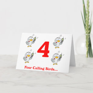 Cartes Pour Fêtes Annuelles Le 4ème jour de Noël quatre appellent Birds