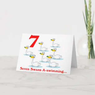 Cartes Pour Fêtes Annuelles Le 7ème jour de Noël sept cygnes une baignade