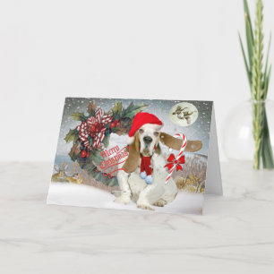 Cartes Pour Fêtes Annuelles Le basset a l'esprit de Noël