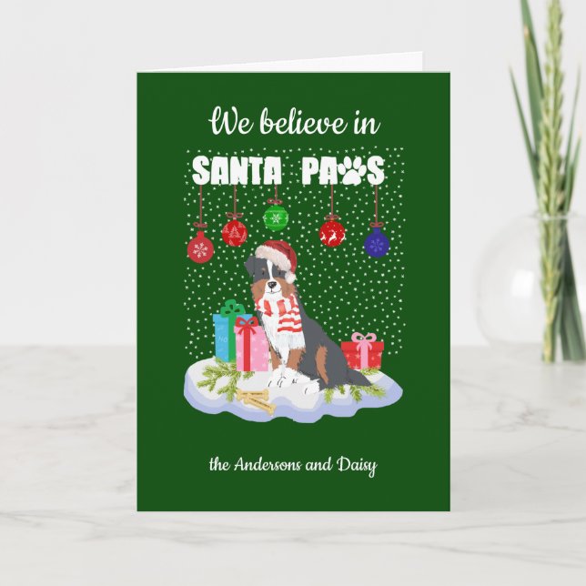 Cartes Pour Fêtes Annuelles Le berger australien Père Noël Paws Noël (Devant)