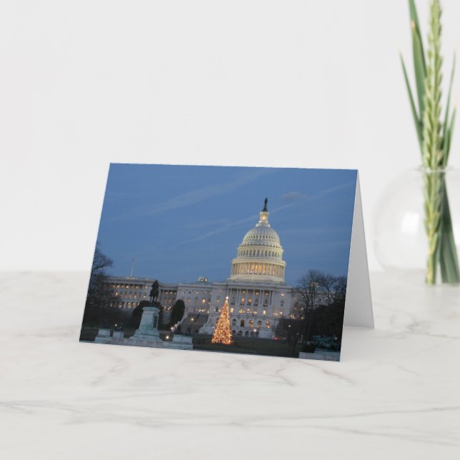 Cartes Pour Fêtes Annuelles Le Capitole américain fête la photo de Noël (Devant)