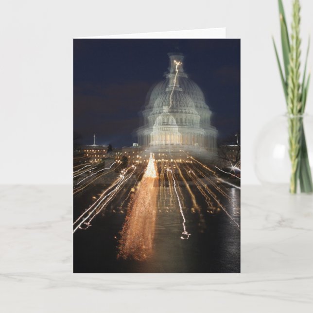 Cartes Pour Fêtes Annuelles Le Capitole américain fête la photo de Noël (Devant)