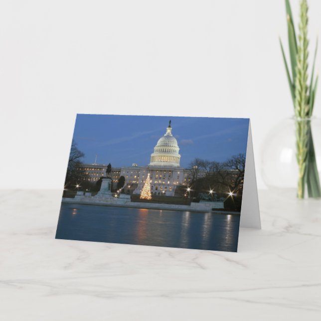 Cartes Pour Fêtes Annuelles Le Capitole américain fête la photo de Noël (Devant)