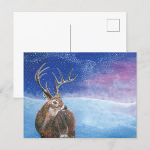 Cartes Pour Fêtes Annuelles Le cerf rouge (Cervus elaphus) en hiver