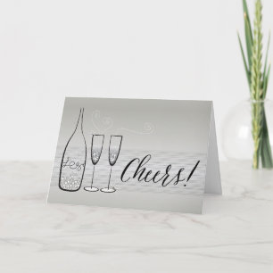 Cartes Pour Fêtes Annuelles Le Champagne d'Argent Brillant Le Nouvel An