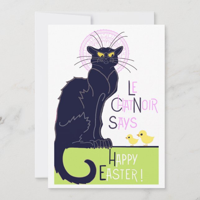 Cartes Pour Fêtes Annuelles Le Chat Noir dit Joyeuses Pâques (Devant)