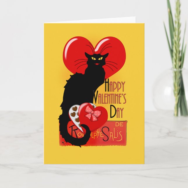 Cartes Pour Fêtes Annuelles Le Chat Noir Valentine's Day (Devant)