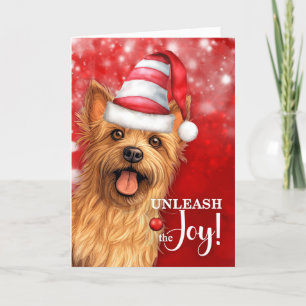 Cartes Pour Fêtes Annuelles Le chien Terrier australien déchaîne la joie Noël