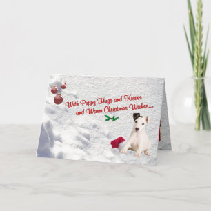 Cartes Pour Fêtes Annuelles Le chiot de Jack Russell étreint et embrasse la