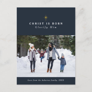 Cartes Pour Fêtes Annuelles Le Christ est né photo religieuse de Noël