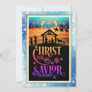 Cartes Pour Fêtes Annuelles "Le Christ Sauveur est né" Nativité Noël