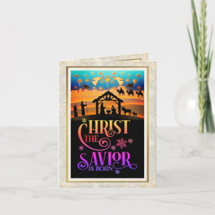 Cartes Pour Fêtes Annuelles "Le Christ Sauveur est né" Nativité Noël
