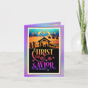 Cartes Pour Fêtes Annuelles "Le Christ Sauveur est né" Nativité Noël