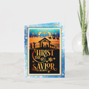 Cartes Pour Fêtes Annuelles "Le Christ Sauveur est né" Nativité Noël