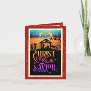 Cartes Pour Fêtes Annuelles "Le Christ Sauveur est né" Nativité Noël
