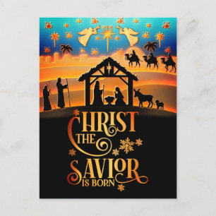 Cartes Pour Fêtes Annuelles Le Christ Sauveur est né" Nativité Noël