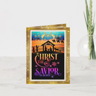 Cartes Pour Fêtes Annuelles "Le Christ Sauveur est né" Nativité Noël