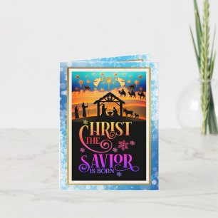 Cartes Pour Fêtes Annuelles "Le Christ Sauveur est né" Nativité Noël
