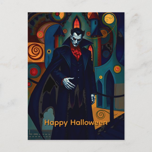 Cartes Pour Fêtes Annuelles Le Comte Dracula Happy Halloween (Devant)