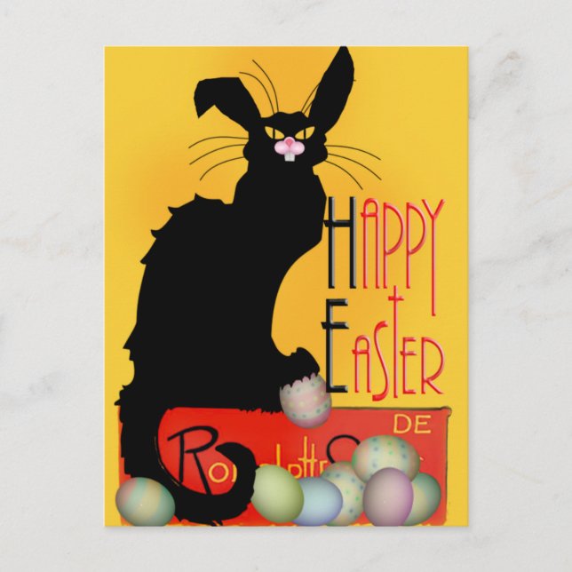 Cartes Pour Fêtes Annuelles Le Conversation Noir - Joyeux Pâques (Devant)