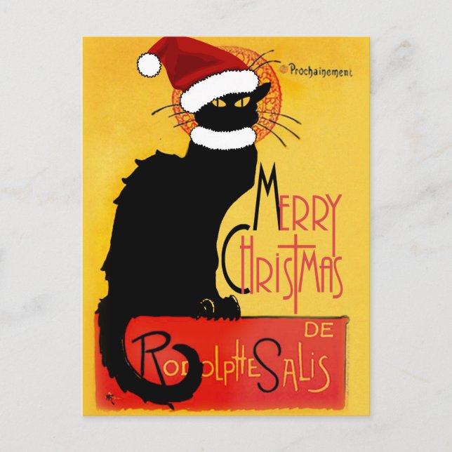 Cartes Pour Fêtes Annuelles Le Conversation Noir Santa Hat Noël (Devant)