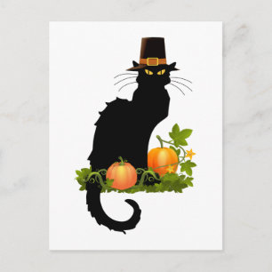 Cartes Pour Fêtes Annuelles Le Conversation Noir Thanksgiving et Pèlerin Turqu