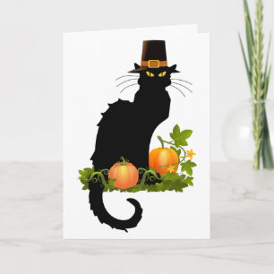 Cartes Pour Fêtes Annuelles Le Conversation Noir Thanksgiving et Pèlerin Turqu