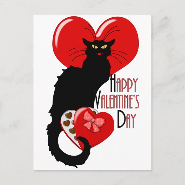 Cartes Pour Fêtes Annuelles Le Conversation Noir Valentine (Devant)