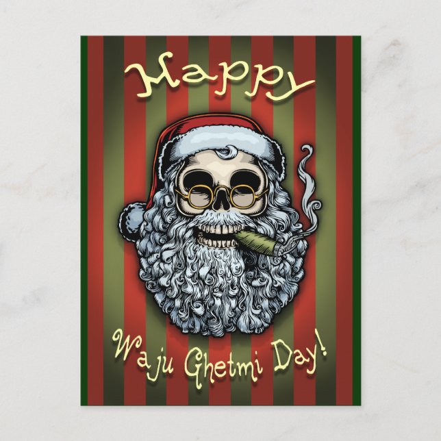 Cartes Pour Fêtes Annuelles Le crâne de Père Noël Smokin (Devant)