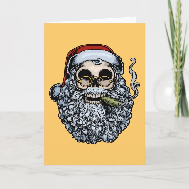 Cartes Pour Fêtes Annuelles Le crâne de Père Noël Smokin (Devant)