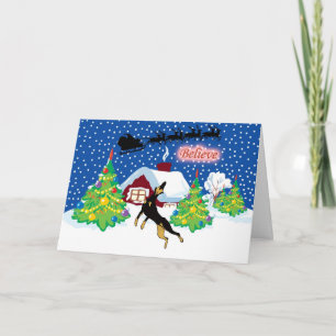 Cartes Pour Fêtes Annuelles Le dobermann croient au Noël de Père Noël