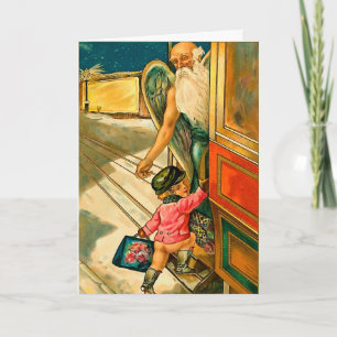 Cartes Pour Fêtes Annuelles Le garçon et l'ange - Salutation de vacances Vinta
