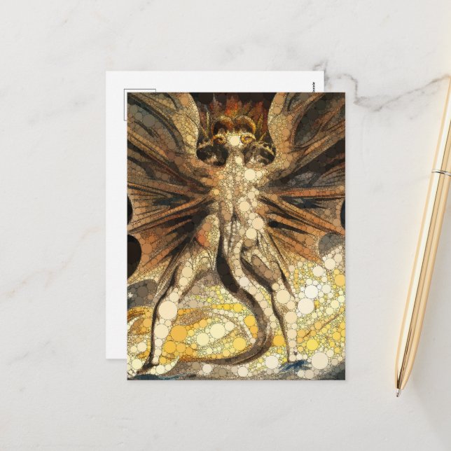 Cartes Pour Fêtes Annuelles Le grand dragon rouge par William Blake (Devant/Arrière en situation)