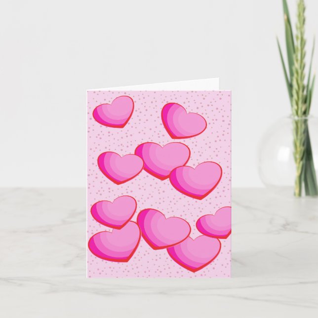 Cartes Pour Fêtes Annuelles Le groupe rose de coeur pointille Valentine (Devant)