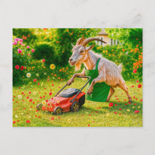Cartes Pour Fêtes Annuelles Le jardinier de chèvre détruit le jardin fleuri