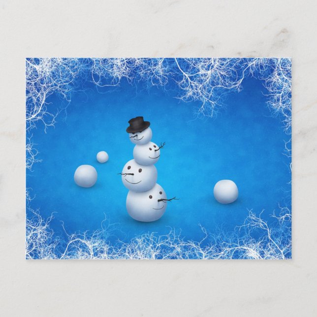 Cartes Pour Fêtes Annuelles Le joyeux bonhomme de neige (Devant)