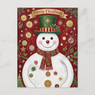 Cartes Pour Fêtes Annuelles Le Jubilé Cramoisi du Bonhomme de Neige Jovial
