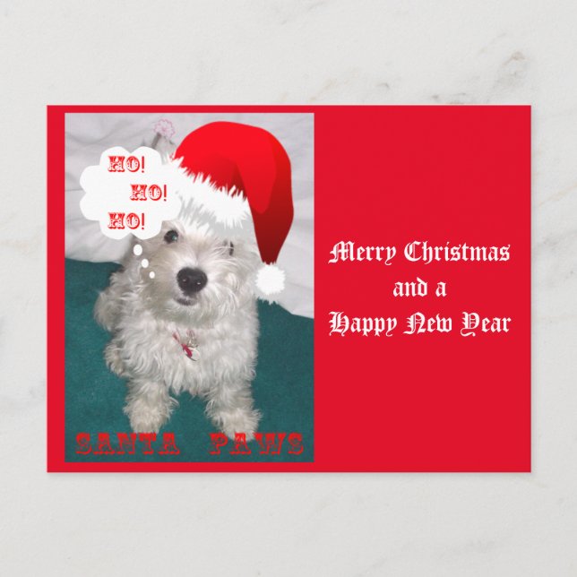 Cartes Pour Fêtes Annuelles Le meilleur Westie comme Père Noël Paws (Devant)