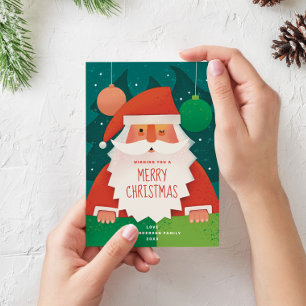 Cartes Pour Fêtes Annuelles Le mignon Père Noël   Joyeux voeux de famille de N