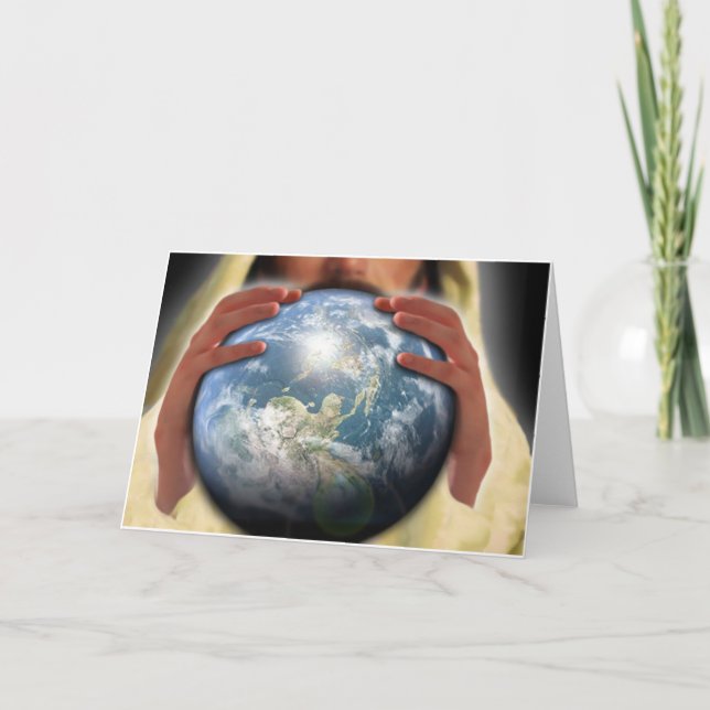 Cartes Pour Fêtes Annuelles Le monde entier dans ses mains (Devant)